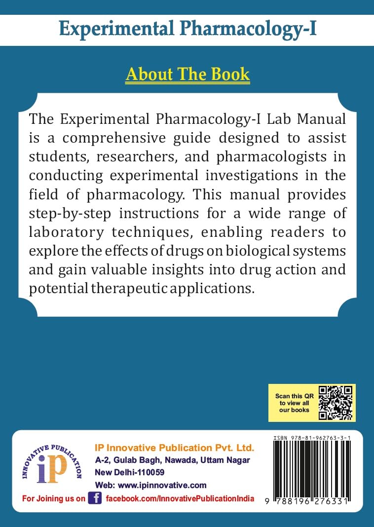 Experimental Pharmacology-I Practical Book According to PCI Syllabus (For B.Pharm 4th Semester) - Retail Maharaj