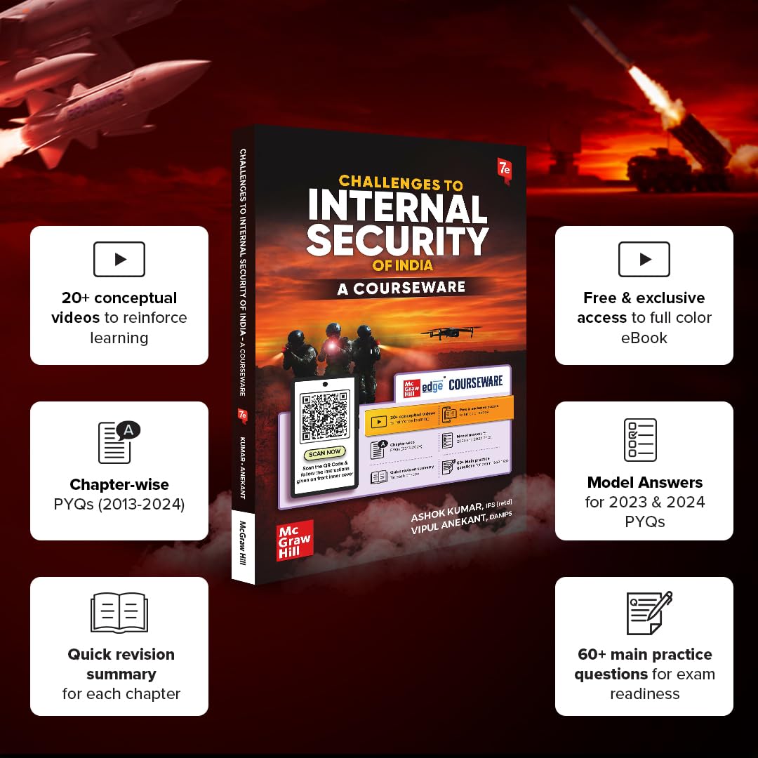 Challenges to Internal Security of India Courseware, 7e for UPSC 2026 | 20+ Conceptual Videos | 60+ Mains Practice Ques. | Colour ebook | Chapterwise PYQs (2013-2024) | Model Answers (2023-2024 PYQs) - Retail Maharaj