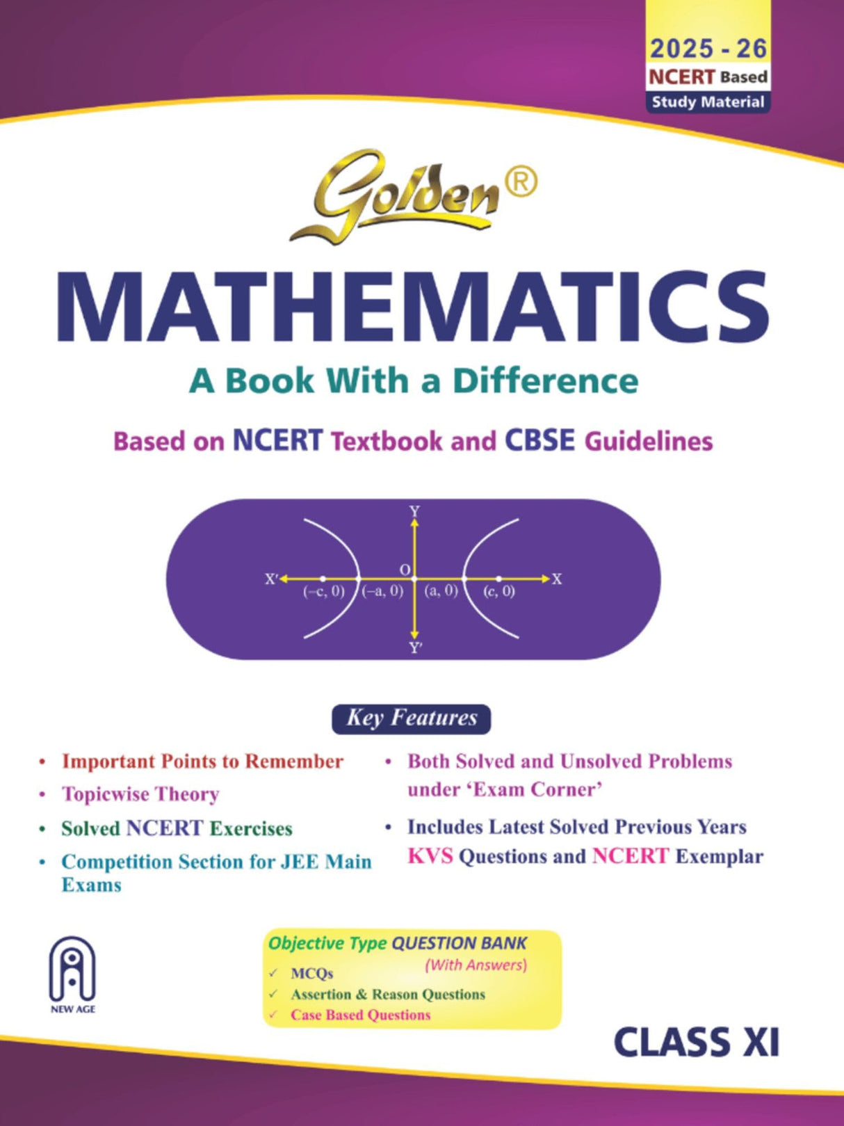 Golden Mathematics Class 11 : Based on CBSE Guidelines & NEW NCERT Textbooks For 2026 Final Exams, includes Objective Type Question Bank - Retail Maharaj