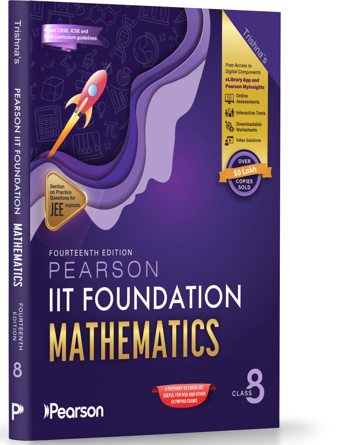 Pearson'26 IIT Foundation Class 8 Math|For JEE, NTSE & Olympiad Exams |JEE Practice Questions | Free 16 Online Assessments, 78 Video Solutions & 16 Tests in Pearson MyInsights & elibrary|14th edition - Retail Maharaj