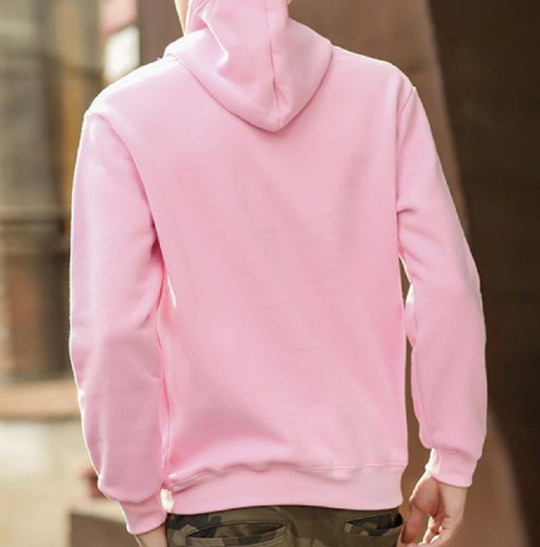 Winwinus Men's Pullover Casual Solid Drawstring Pockets Hoodie Sweatshirts Pink L - Retail Maharaj