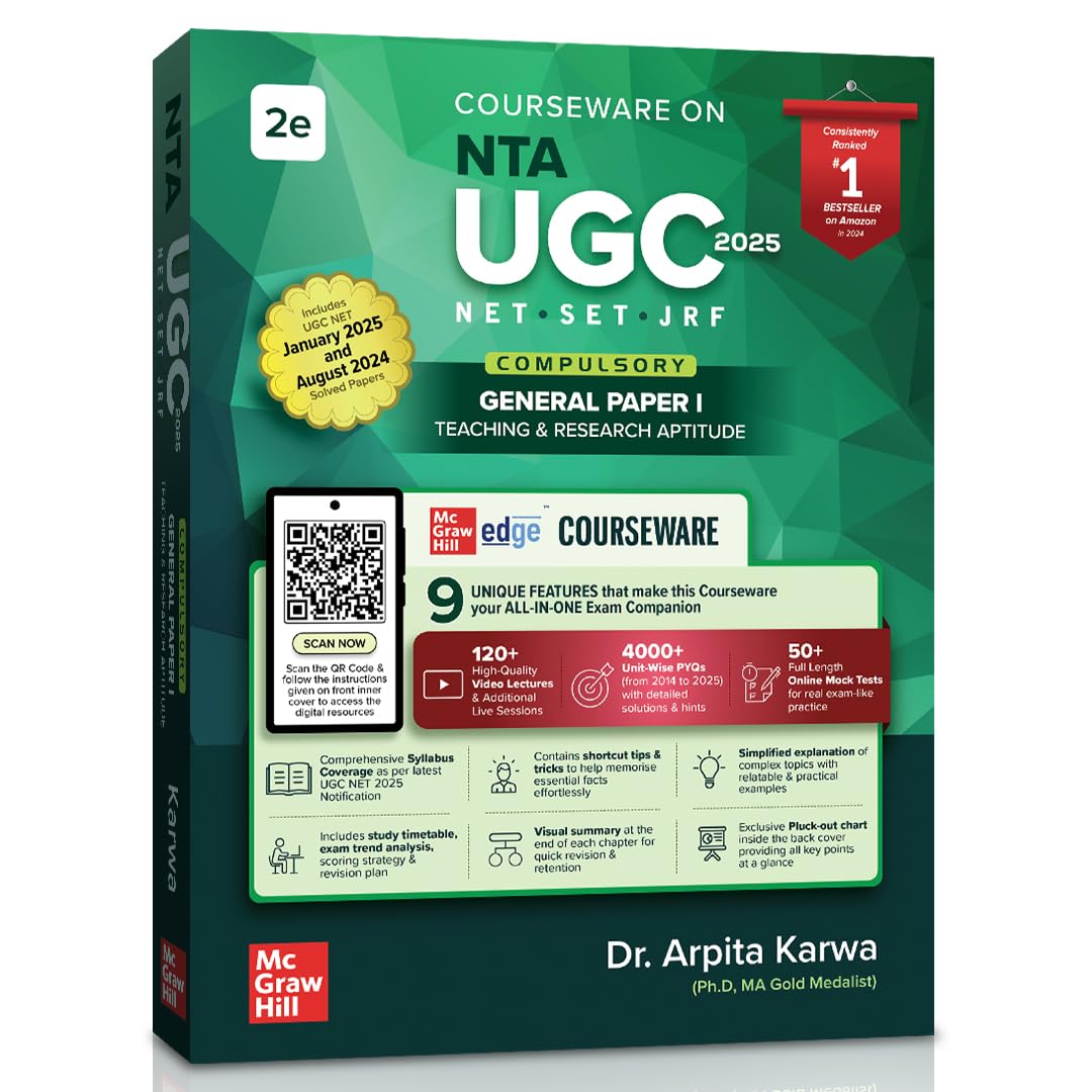 UGC NET Paper 1 2026 by Arpita Karwa | Concepts + 4000 PYQs (2014 – June 2025) | 120+ Author Video Lectures | 50+ Mock Tests | Print book + Colour eBook + Digital Resources on McGraw Hill Edge - Retail Maharaj