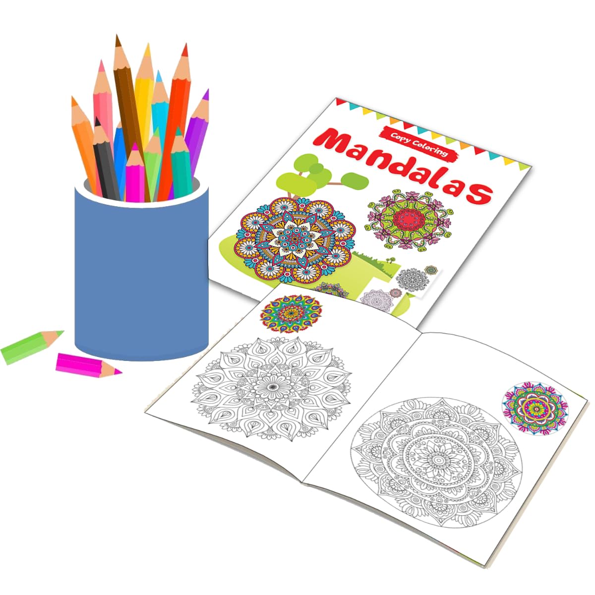 Let's Color: Copy Color Art Pack of 8 Books (Transport, Professions, Pets, Fish, Insects, Robots, Mandalas and Sports) - 3 years to 8 years - Retail Maharaj