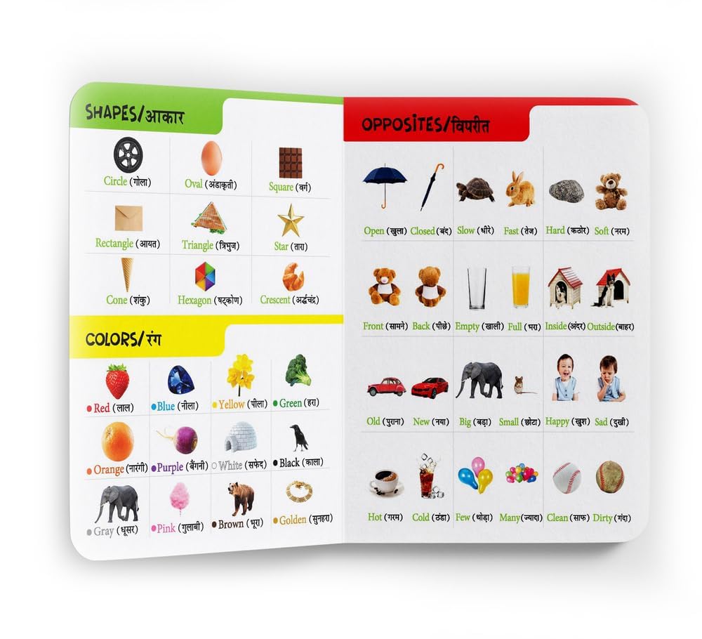 My First All-in-One (English–Hindi): Bilingual Picture Board Book for Kids | Learn ABC, Numbers, Colors, Shapes & More in English and Hindi | Early Learning Book for Babies, Toddlers & Preschoolers | Ages 0–5 Years - Retail Maharaj
