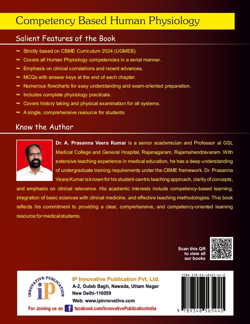 Competency Based Human Physiology By Dr. A. Prasanna Veera Kumar (First Edition, 2026) - Retail Maharaj