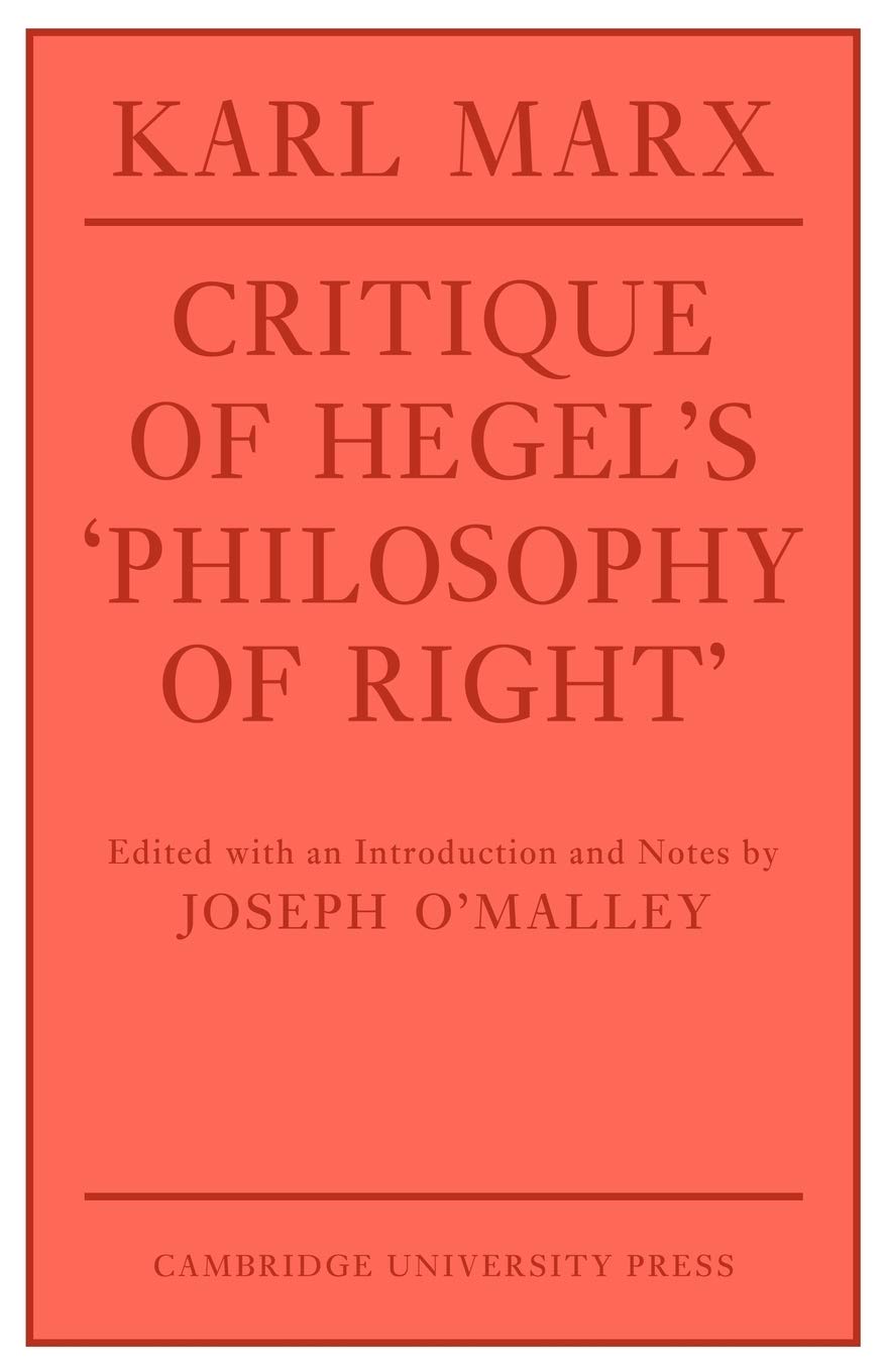 Critique of Hegel's 'Philosophy Of Right' (Cambridge Studies in the History and Theory of Politics) - Retail Maharaj