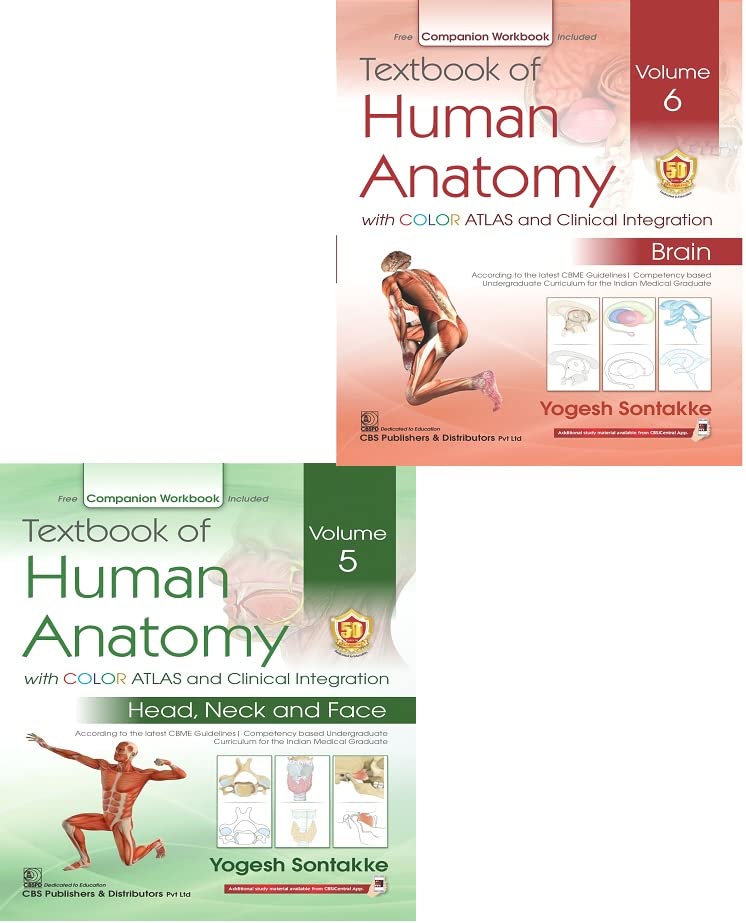 Textbook Of Human Anatomy With Color Atlas And Clinical Integration 2 Vol Set (Vol 5- Head Neck And Face And Vol 6-Brain) With Companion Workbook (Pb 2024) - Retail Maharaj