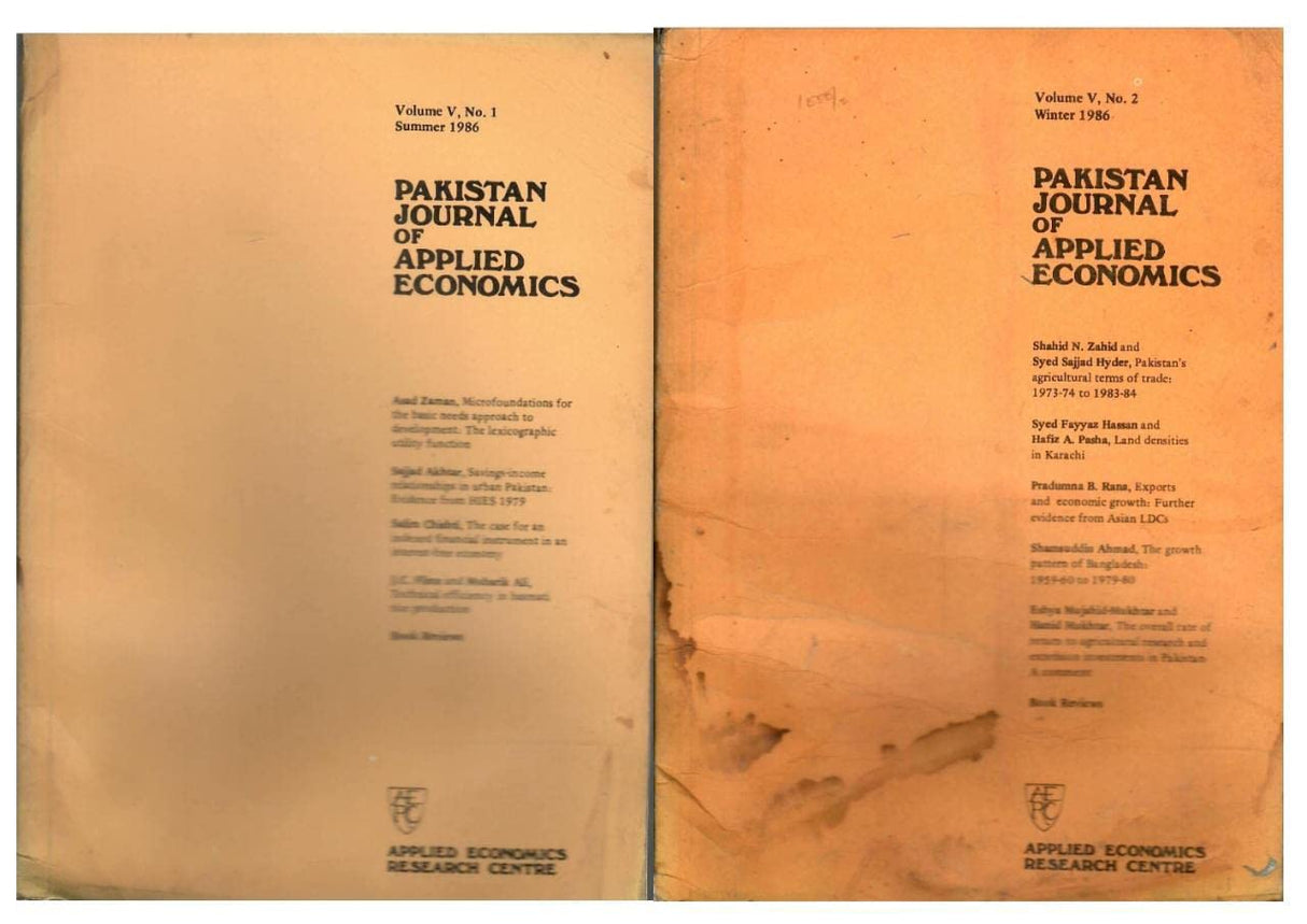 Pakistan Journal Of Applied Economics (Vol V No.1 & 2 Summer & Winter) 1986