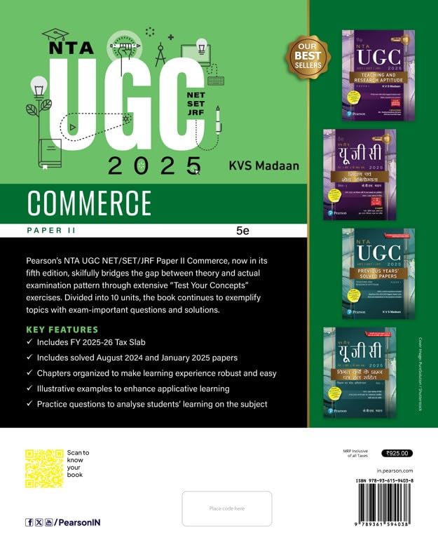 Pearson NTA UGC NET/SET/JRF Paper -II Commerce 2025 | Solved Paper Aug '24 & June'25 | FY 25-26 Tax slab | Chapterwise Practice Questions - Retail Maharaj