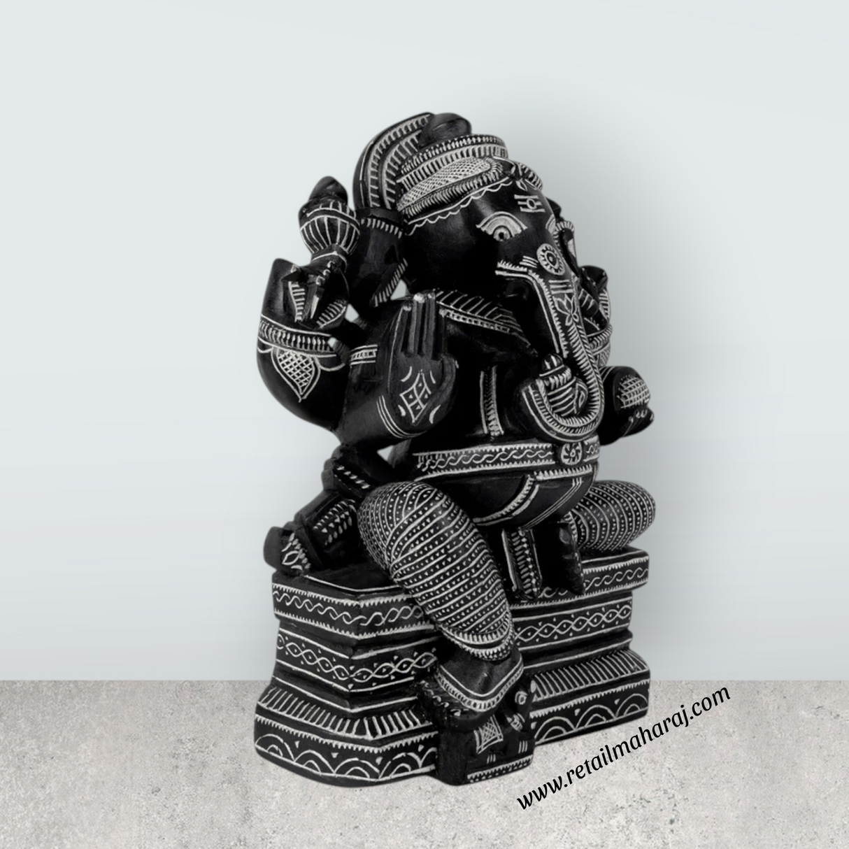 Ganesha Murti - 11 x 8 Inches | Soft Stone Vinayakar Idol / Ganapathi Sculpture For Home Decor - Retail Maharaj