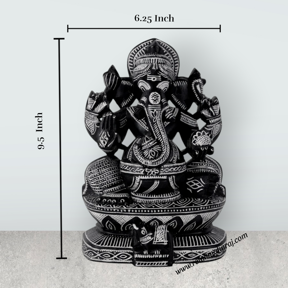 Ganesha Murti - 9.5 x 6.25 Inches | Soft Stone Vinayakar Idol / Ganapathi Sculpture For Home Decor - Retail Maharaj