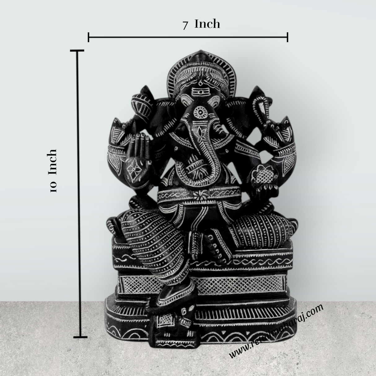 Ganesha Murti - 10 x 7 Inches | Soft Stone Vinayakar Idol / Ganapathi Sculpture For Home Decor - Retail Maharaj