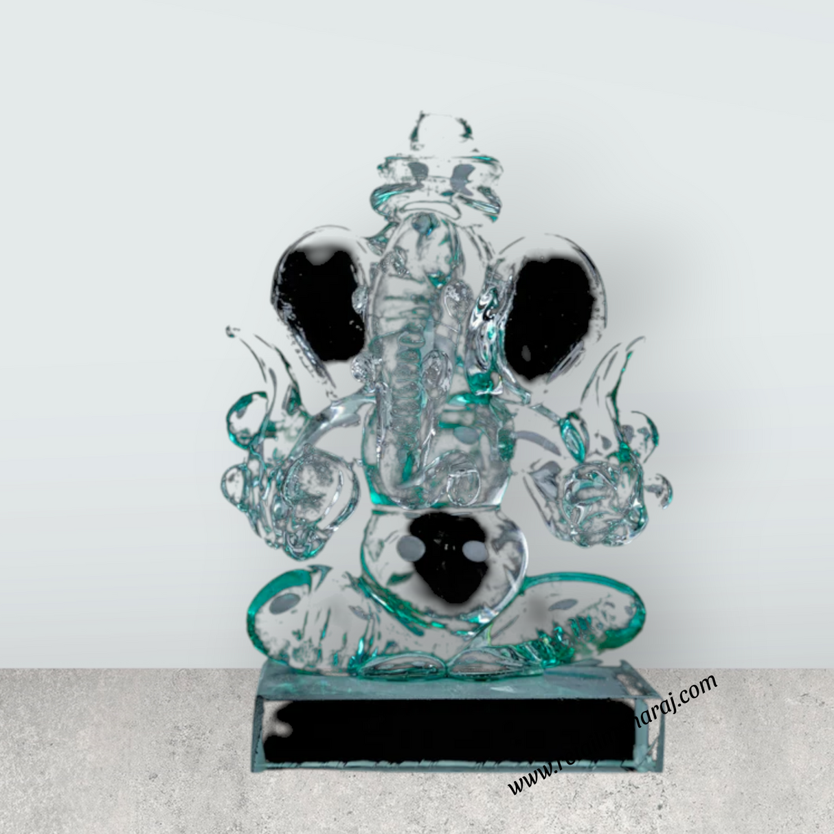 Ganesh Murti Sitting On Base - 2.5 x 1.5 Inches | 2In1 Crystal Statue/Ganpati Murti/ Vinayaka Statue for Pooja/ Assorted - Retail Maharaj