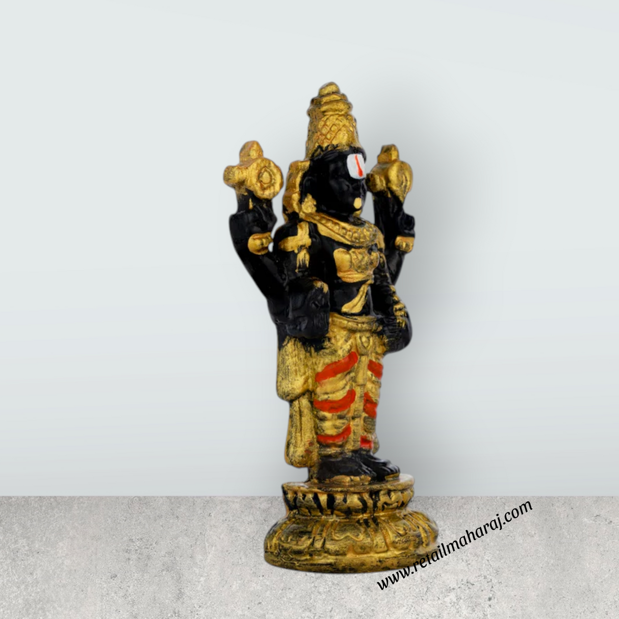 Balaji Murti Standing On Base - 5 x 2.5 Inches | Resin Statue / Venkateswara Swamy Idol / Perumal Statue For Pooja - Retail Maharaj