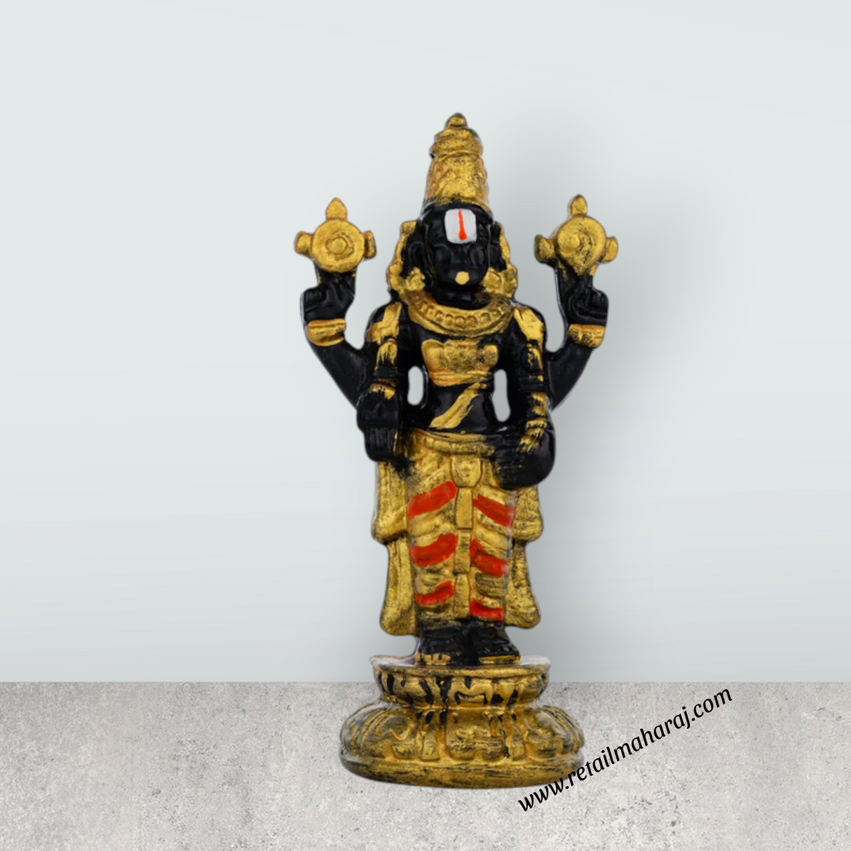 Balaji Murti Standing On Base - 5 x 2.5 Inches | Resin Statue / Venkateswara Swamy Idol / Perumal Statue For Pooja - Retail Maharaj