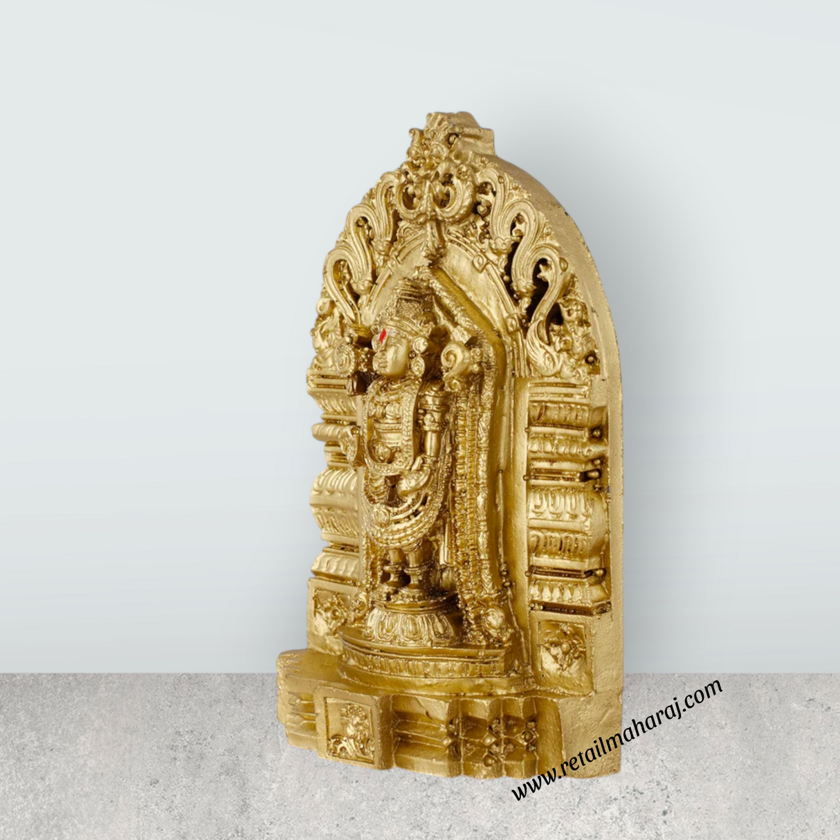 Balaji Murti - 6 x 4 Inches | Resin Statue/ Brass Polish Balaji Idol/ Venkateswara Idol for Pooja