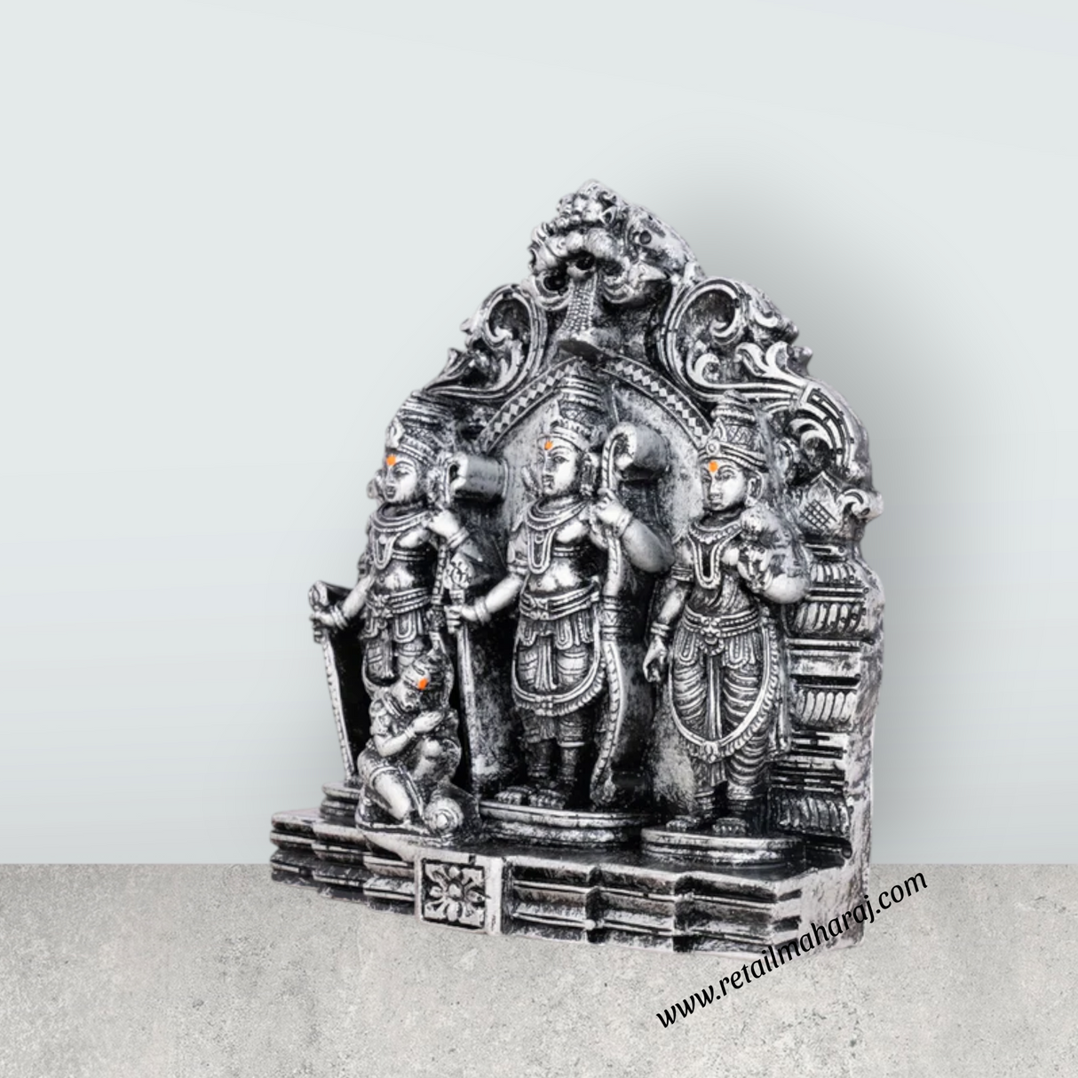 Ram Darbar Murti with Arch - 5.5 x 5 Inches | Resin Statue/ Stone Polish Ram Darbar Idol for Pooja - Retail Maharaj