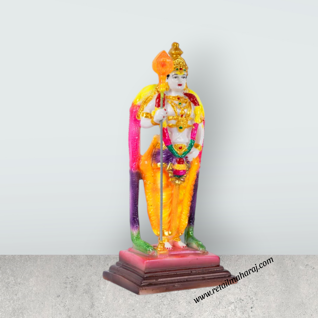 Malaysia Murugan Statue Standing On Base - 6.75 x 3 Inches | Marble Murti/ Kartikeya Statue for Home & Office - Retail Maharaj