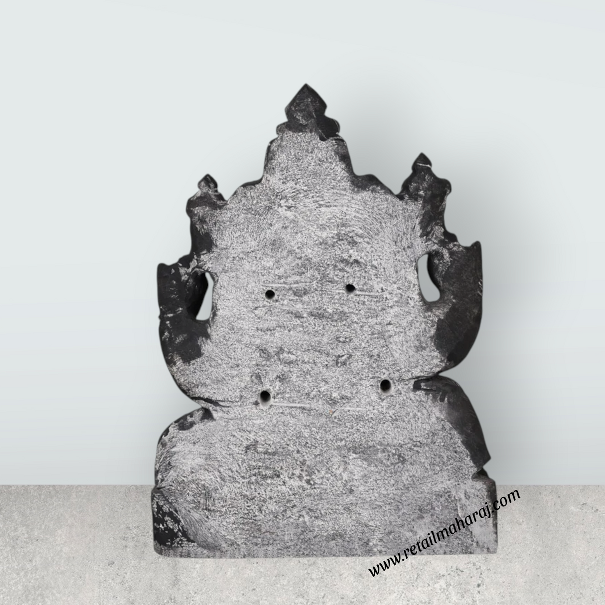 Ganesha Murti - 18 x 14 Inches | Black Stone Vinayakar Idol / Ganapathi Sculpture For Home Decor - Retail Maharaj