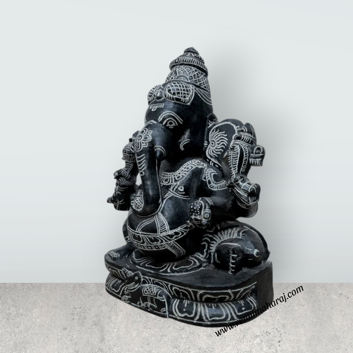 Ganesha Murti - 28 x 18 Inches | Black Stone Idol / Ganapathi Statue/ Vinayagar Sculpture Decor for Home & Pooja - Retail Maharaj