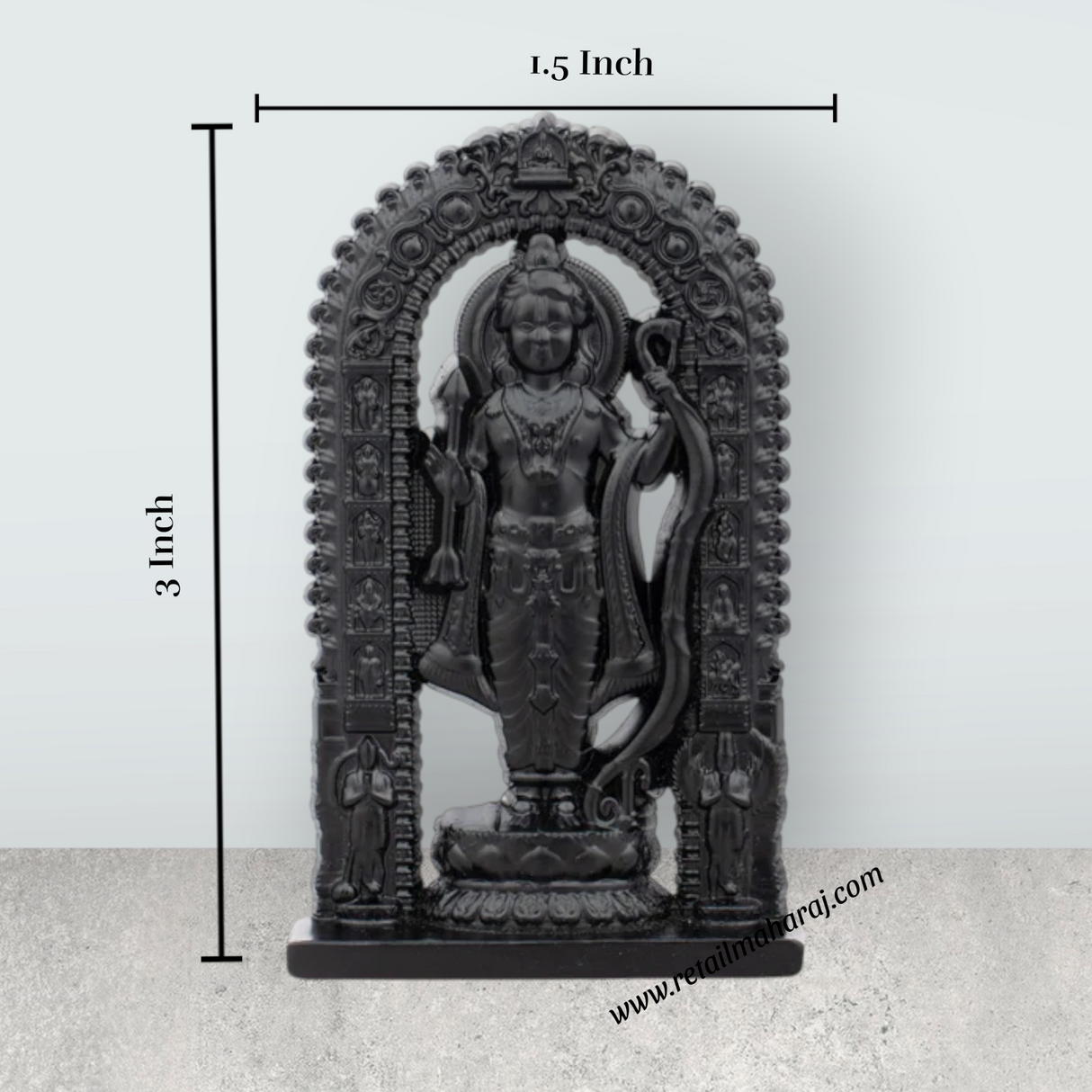 Ayodhya Rama Idol - 3 x 1.5 Inches | Black Ayodhya Ramar Statue for Pooja