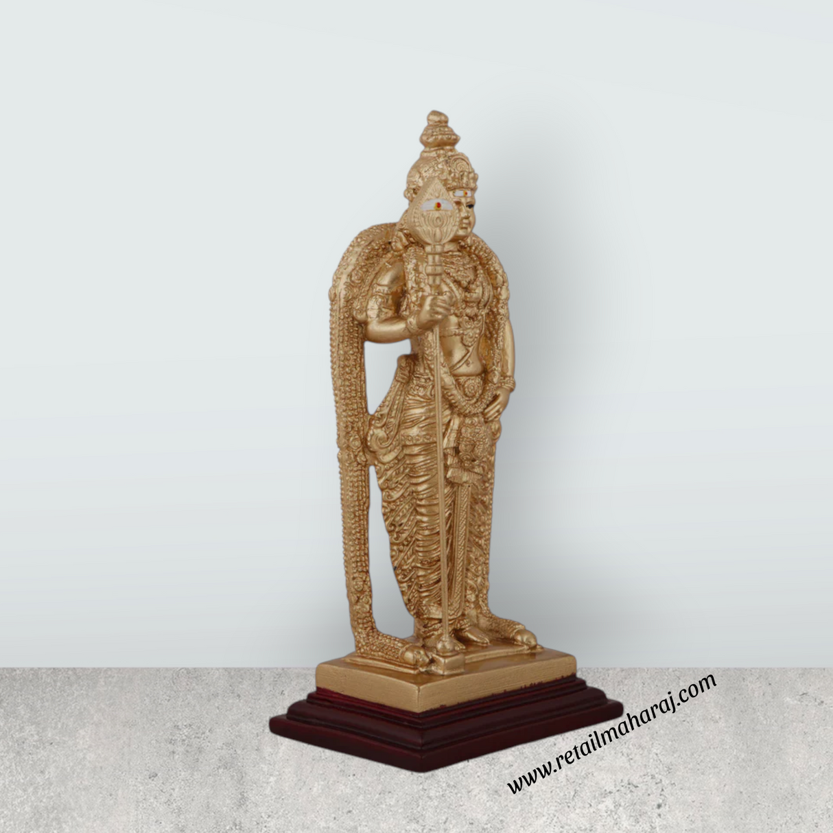 Murugan Statue - 6 x 3 Inches | Standing Murugan Idol/ Resin & Gold Polish Murugan Silai for Pooja - Retail Maharaj