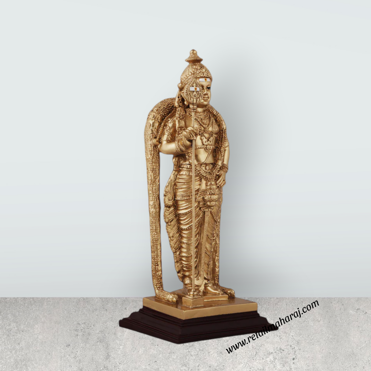 Murugan Statue - 10 x 4.5 Inches | Standing Murugan Idol/ Resin & Gold Polish Murugan Silai for Pooja - Retail Maharaj