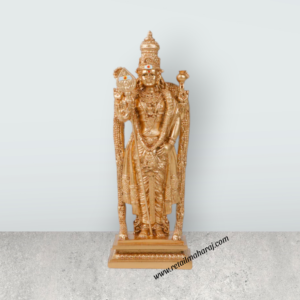 Siruvapuri Murugan Statue - 6 x 2.5 Inches | Standing Murugan Idol/ Gold Polish Murugan Silai for Pooja