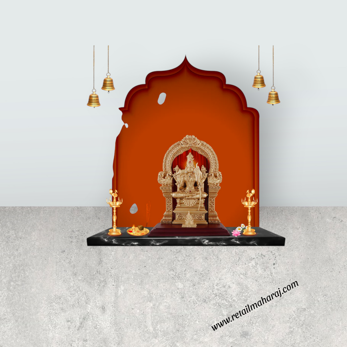 Kamatchi Amman Statue - 9.5 x 7 Inches | Kamatchi Amman Silai/ Kamakshi Idol for Pooja - Retail Maharaj
