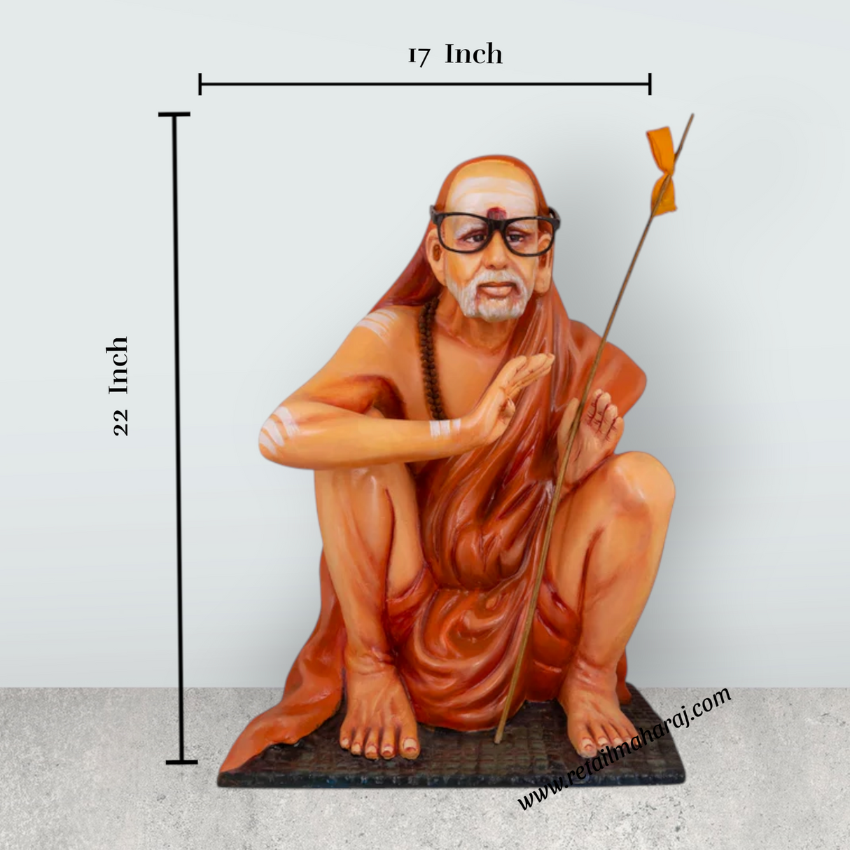 Kanchi Periyava Sitting on Base Murti - 22 x 17 Inches | Fibre Kanchi Periyava Idol / Periyava Statue For Décor