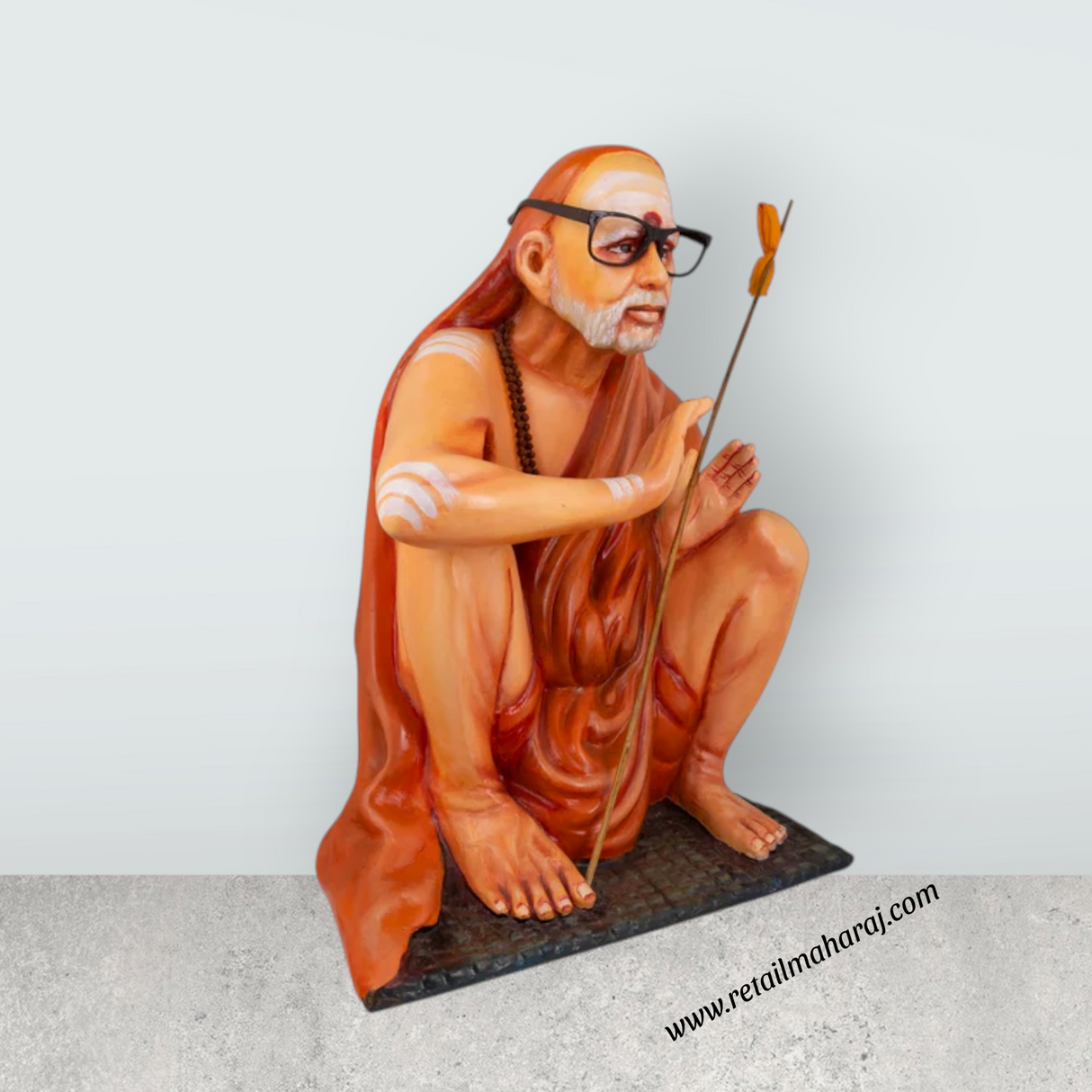 Kanchi Periyava Sitting on Base Murti - 22 x 17 Inches | Fibre Kanchi Periyava Idol / Periyava Statue For Décor
