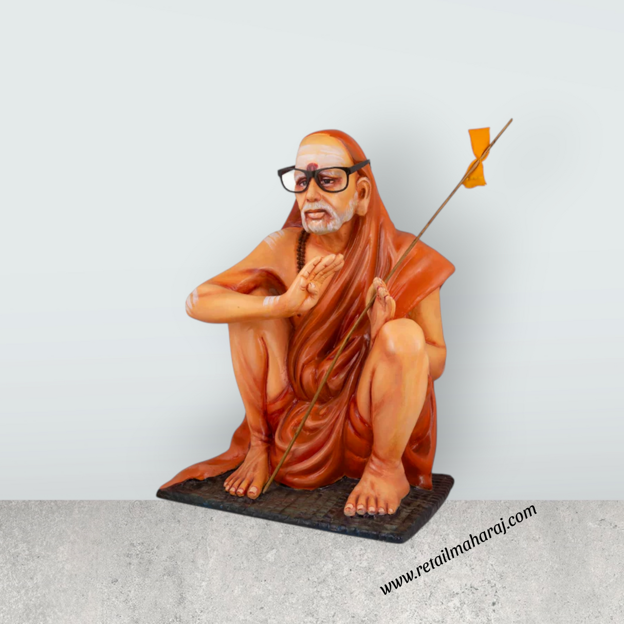 Kanchi Periyava Sitting on Base Murti - 22 x 17 Inches | Fibre Kanchi Periyava Idol / Periyava Statue For Décor