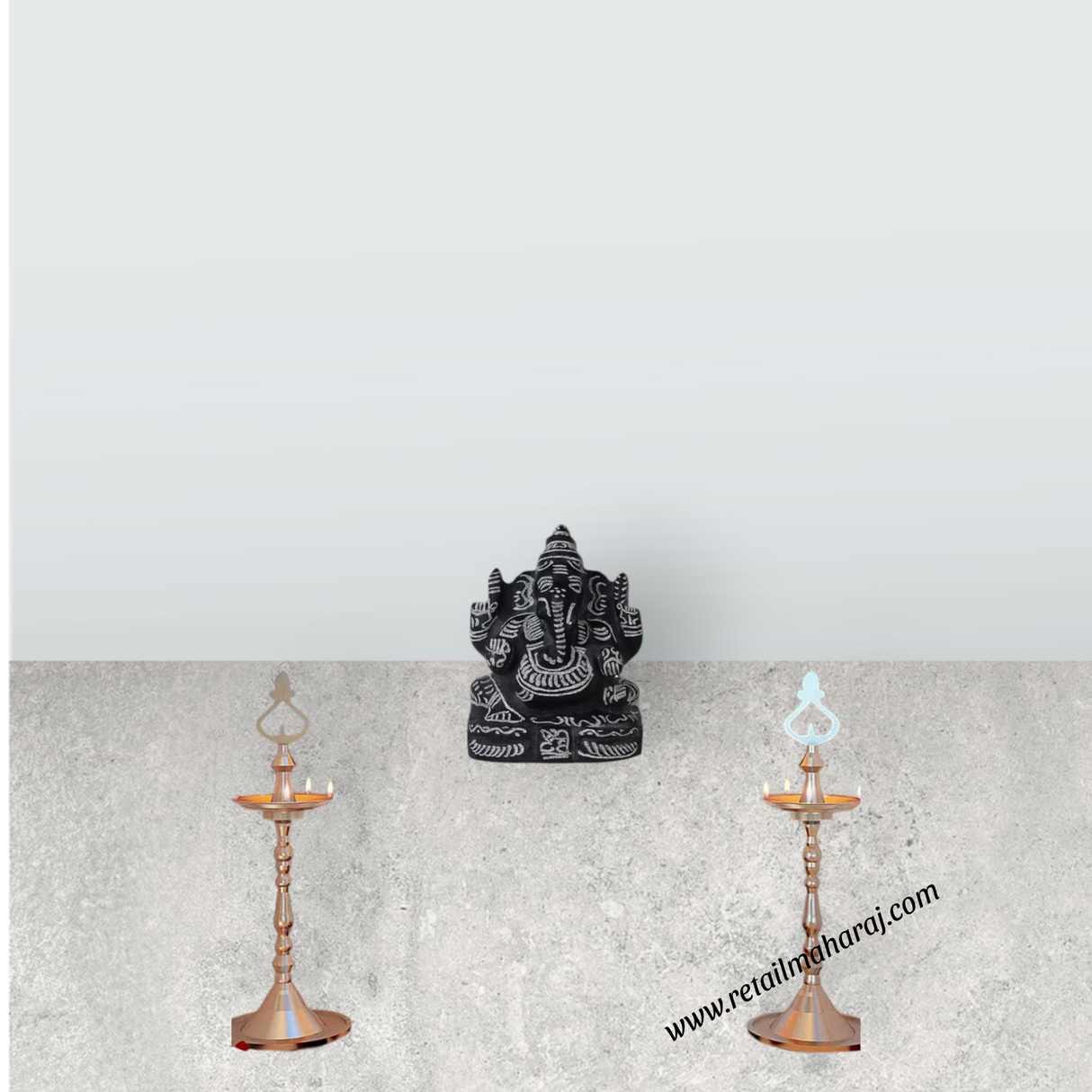 Ganesh Murti - 7 x 5 Inches | Black Stone Vinayaka Statue/ Sitting Ganesha Statue for Pooja - Retail Maharaj