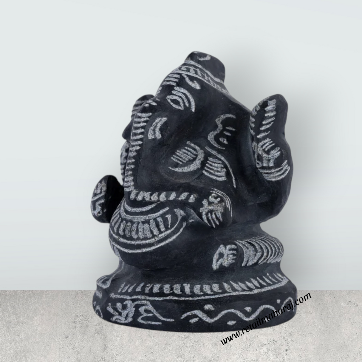 Ganesha Murti - 3.5 x 2.5 Inches | Black Stone Ganpati Murti/ Vinayaka Idol For Home Temple & Auspicious Decor - Retail Maharaj