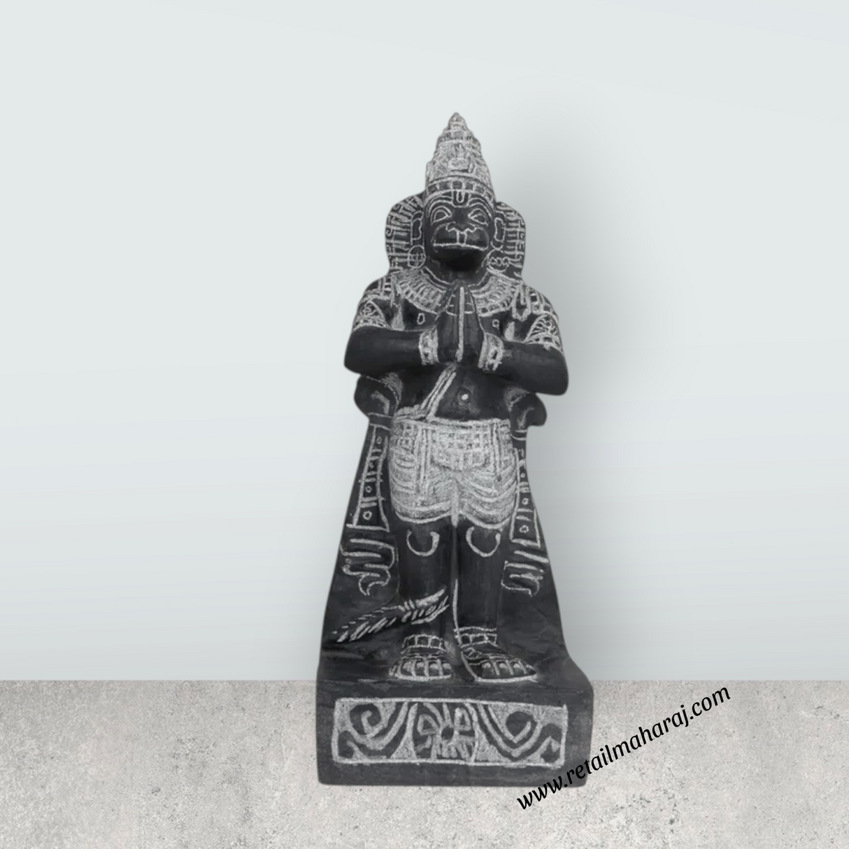 Perumal Sridevi Bhudevi Murti - 19.5 x 12 Inches | Black Stone Idol / Perumal with Sridevi Bhudevi Statue For Pooja - Retail Maharaj