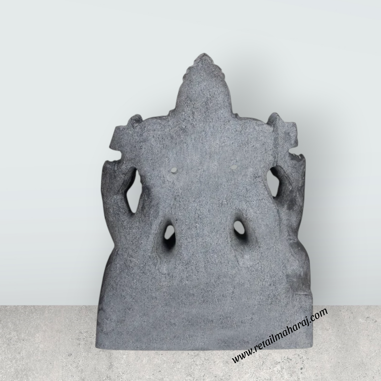 Ganesha Murti - 15 x 11 Inches | Black Stone Vinayakar Idol / Ganapathi Sculpture For Home Decor - Retail Maharaj