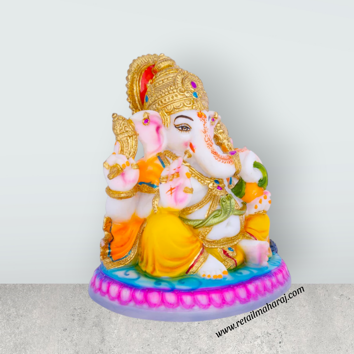 Ganesh Murti - 7.5 x 6.5 Inches | Marble Dust Murti / Ganpati Murti / Vinayaka Idol For Pooja Room - Retail Maharaj
