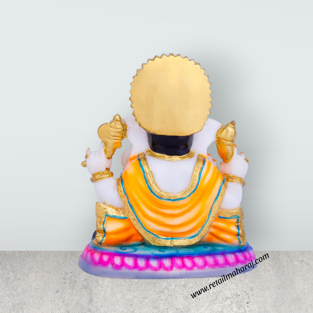 Ganesh Murti - 7.5 x 6.5 Inches | Marble Dust Murti / Ganpati Murti / Vinayaka Idol For Pooja Room - Retail Maharaj