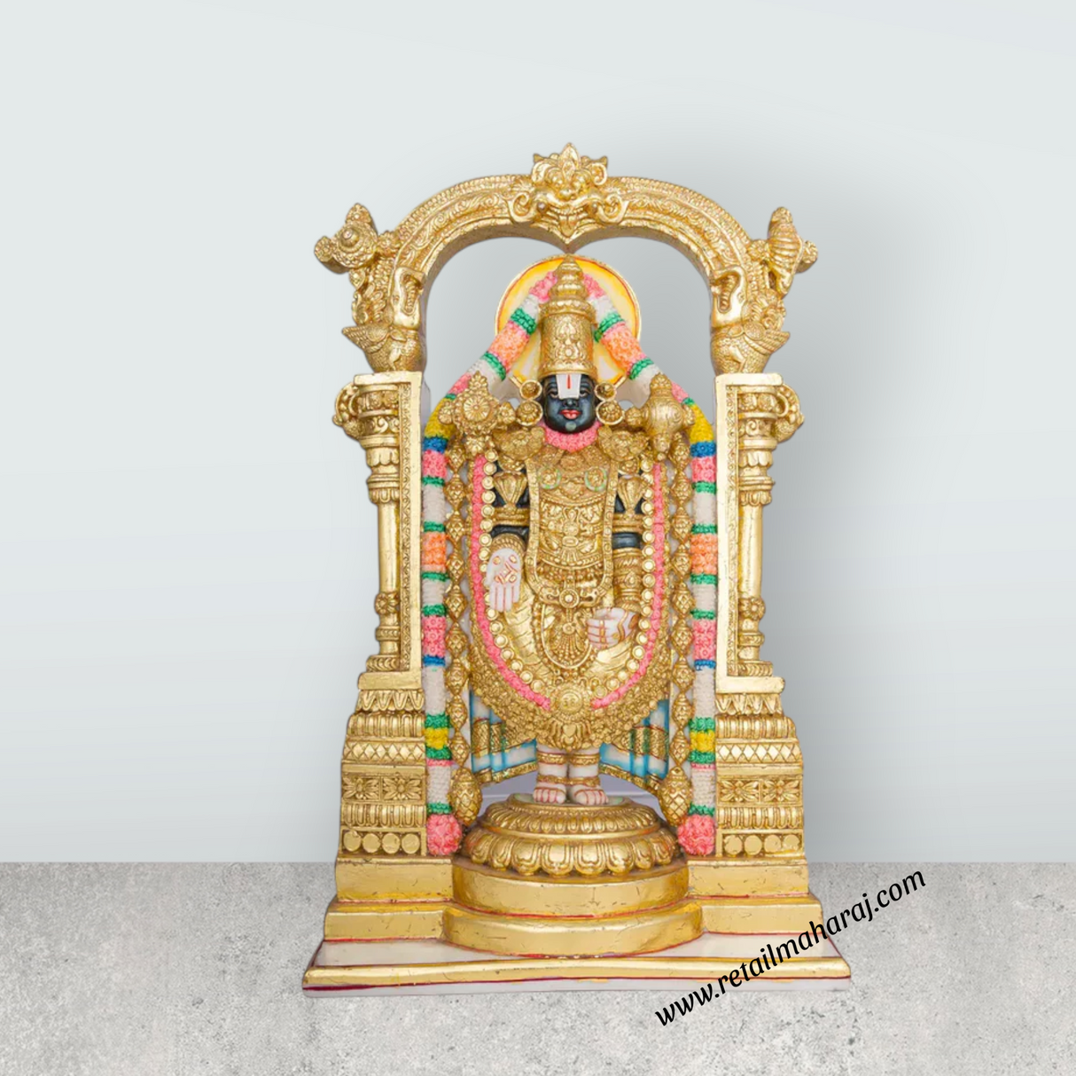 Tirupati Balaji Murti - 15 x 9 Inches | Marble Idol / Tirupathi Balaji Statue / Tirupati Balaji Idol for Pooja - Retail Maharaj