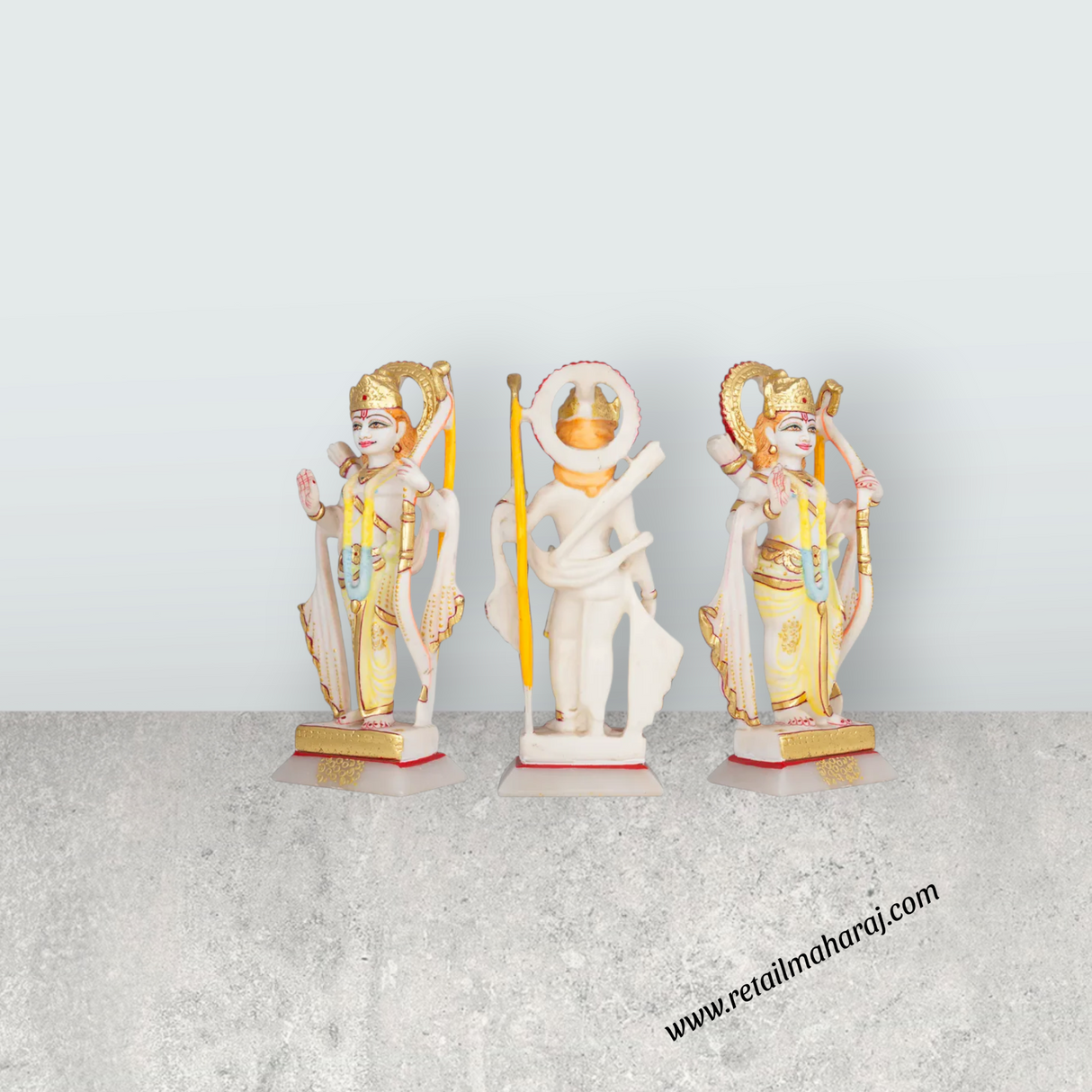 Ram Darbar Murti Set - 9 x 3.5 Inches | Marble Statue / Sita Ram Laxman Hanuman / Ram Darbar Idol for Pooja - Retail Maharaj