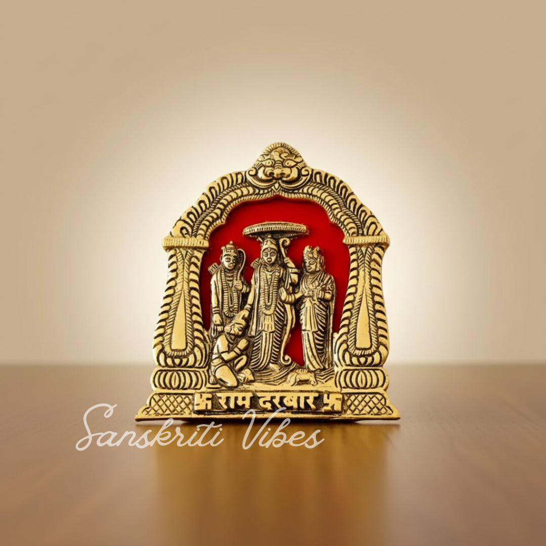 Metal Shri Ram Darbar Statue Murti Religious Idol for Wall Hanging and Table Top Office - Retail Maharaj