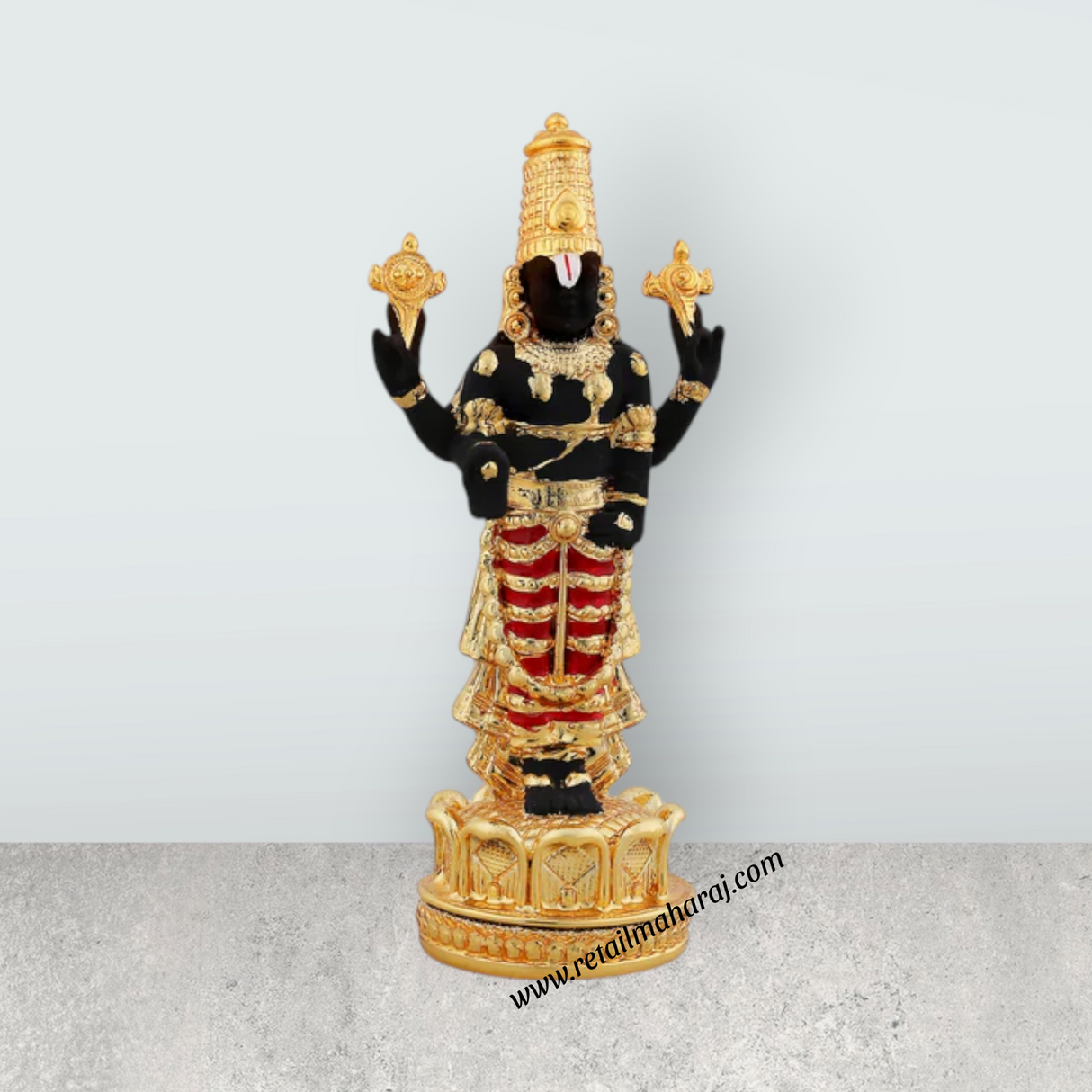 Balaji Standing On Base Murti - 6 x 2.75 Inches | Resin Balaji Idol / Balaji Statue for Home & Pooja - Retail Maharaj