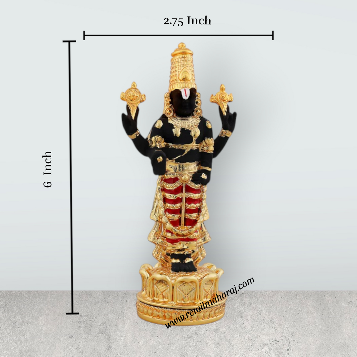Balaji Standing On Base Murti - 6 x 2.75 Inches | Resin Balaji Idol / Balaji Statue for Home & Pooja - Retail Maharaj