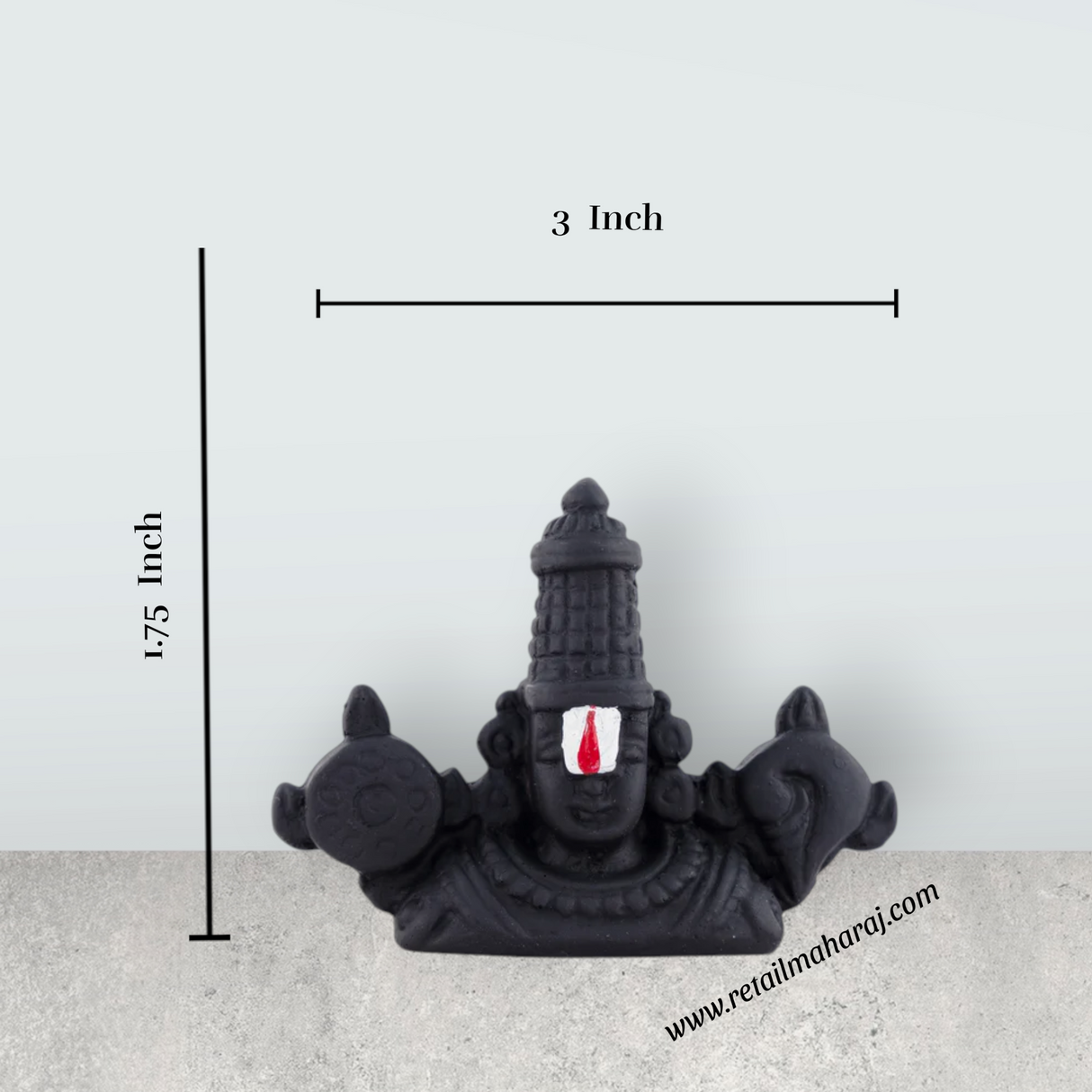 Balaji Murti - 2.5 x 3 Inches | Resin & Black Colour Perumal Statue/ Double Side Venkateswara Swamy Idol for Car - Retail Maharaj