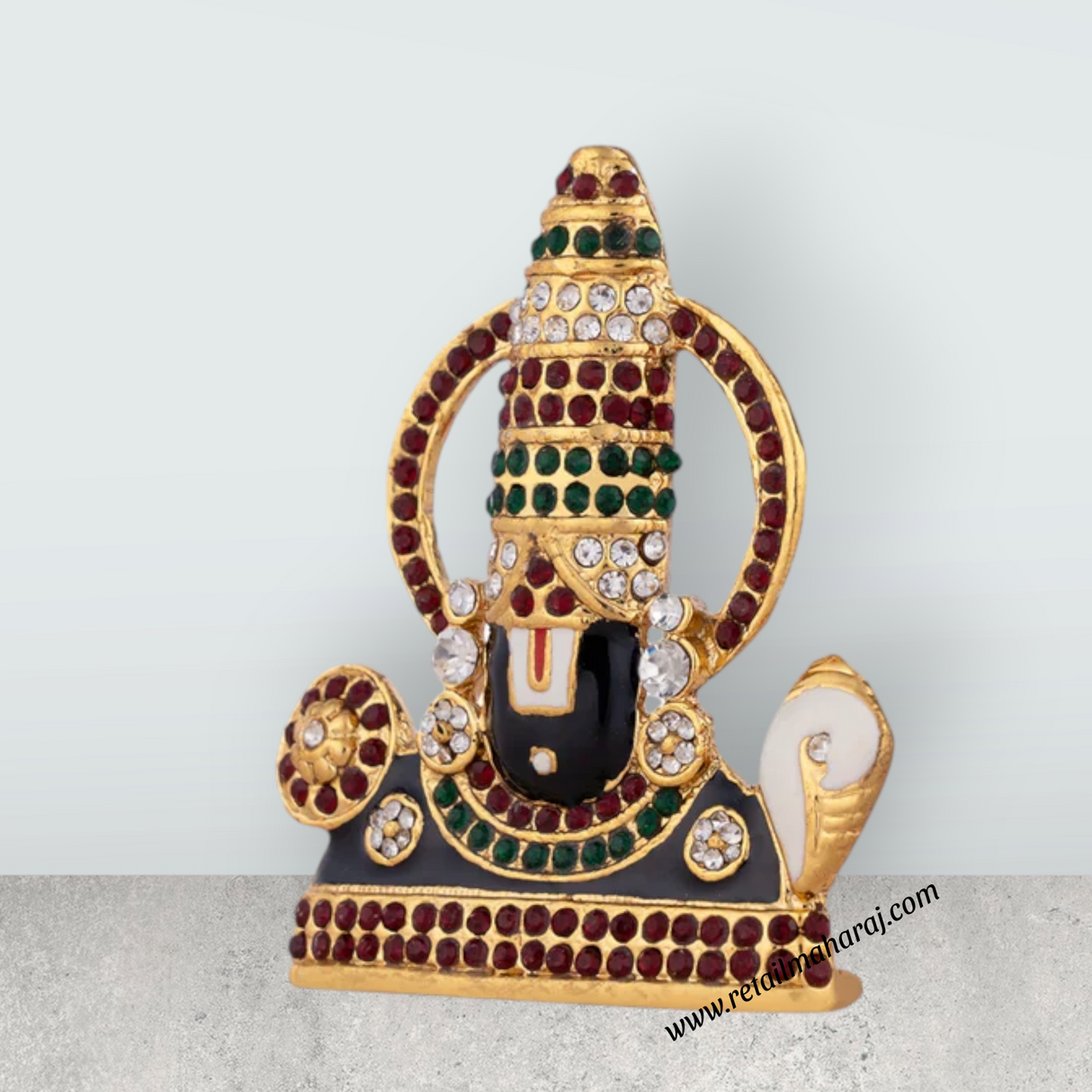 Balaji Murti - 2.5 x 2 Inches | Stone Design Perumal Statue/ Venkateswara Swamy Idol for Car Decor - Retail Maharaj