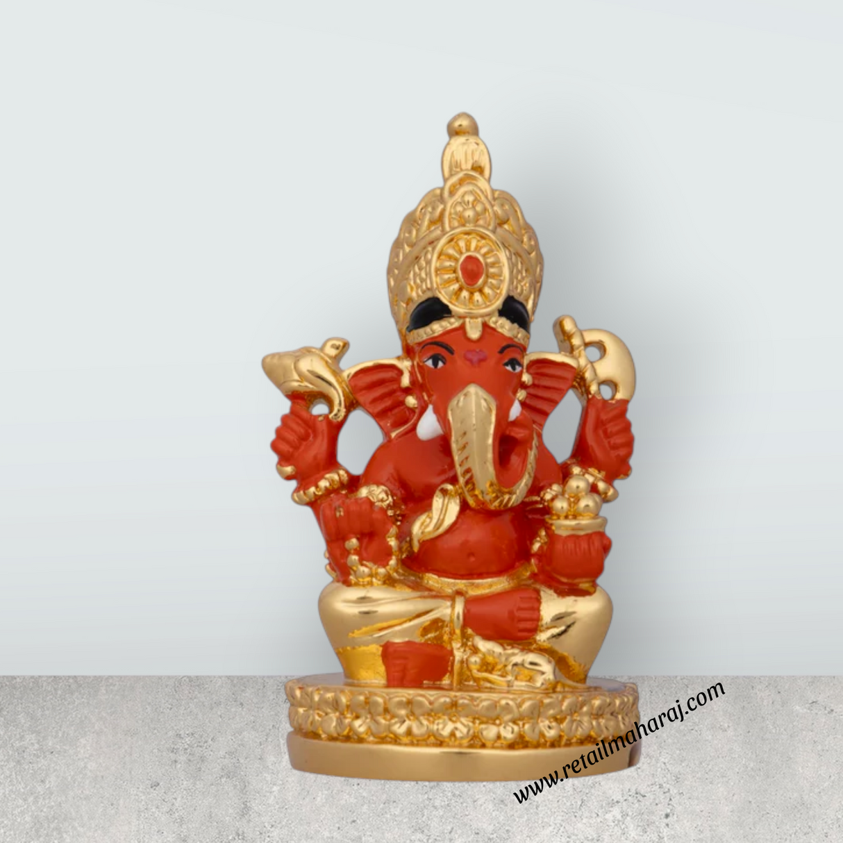 Ganesh Murti - 3 x 2 Inches | Ceramic Sculpture/ Ganpati Murti/ Vinayaka Statue for Pooja/ 75 Gms Approx - Retail Maharaj