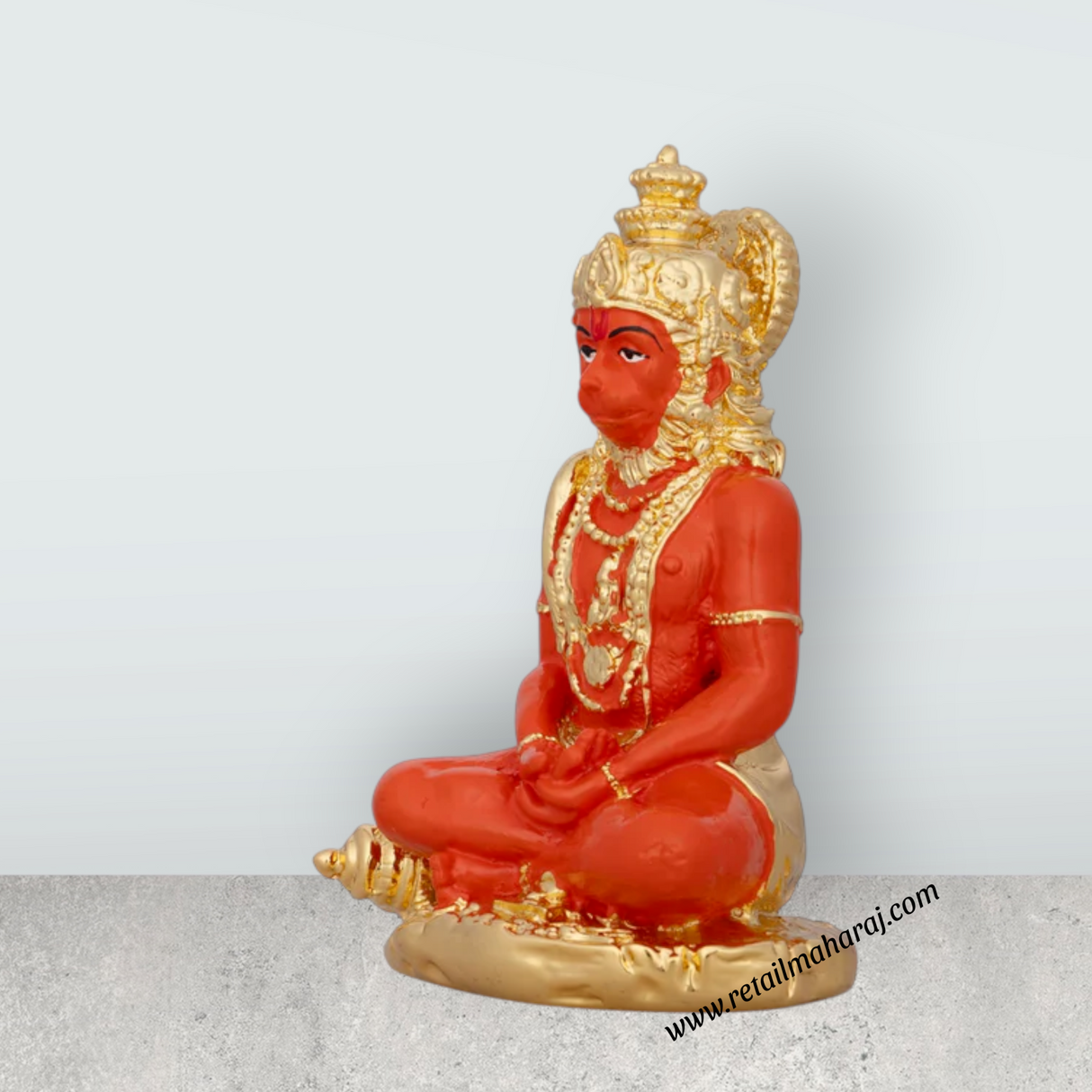 Anjaneya Statue - 5 x 3 Inches | Ceramic Sculpture/ Hanuman Statue for Pooja/ 230 Gms Approx - Retail Maharaj