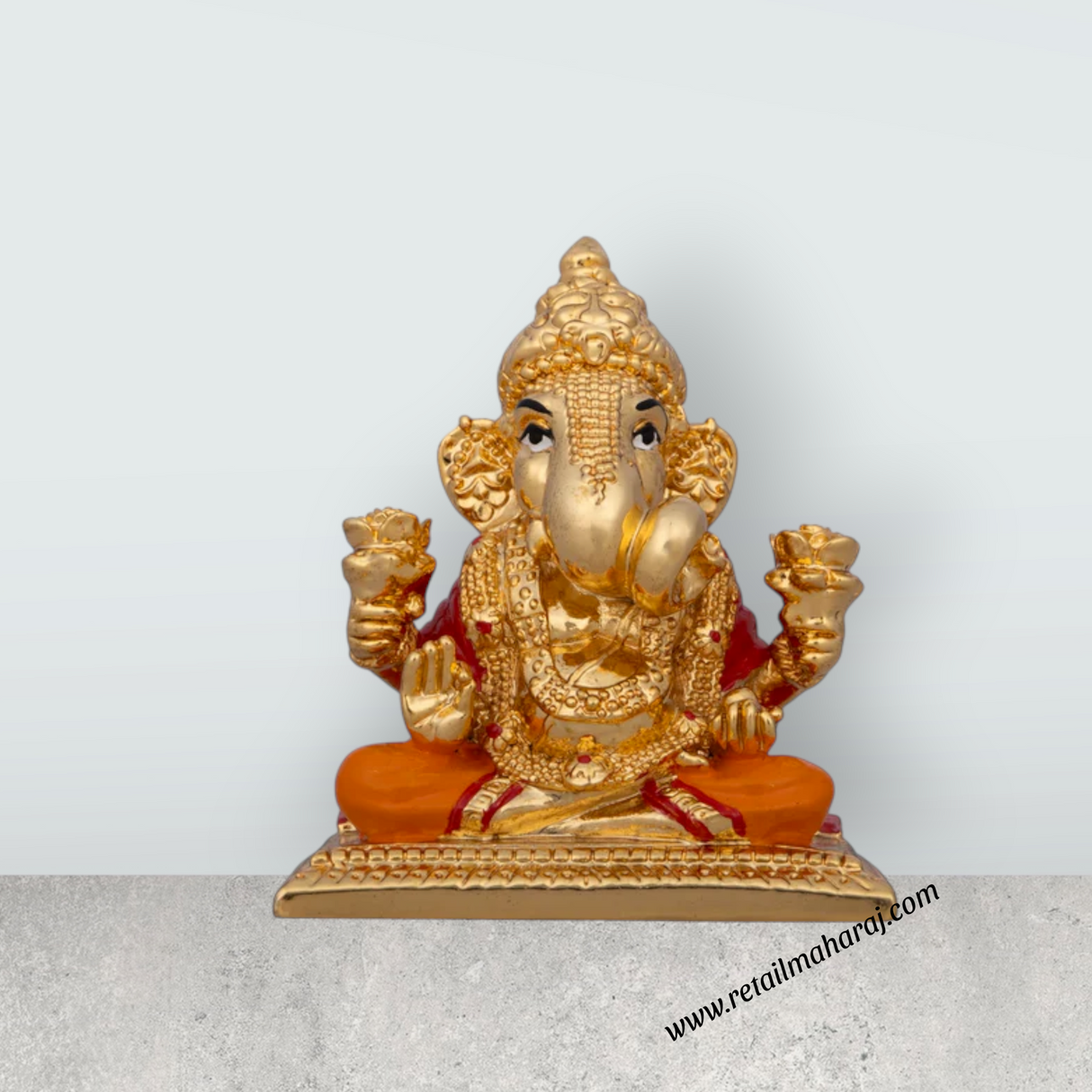 Ganesh Murti - 3 x 2.5 Inches | Ceramic Sculpture/ Ganpati Murti/ Vinayaka Statue for Pooja/ 80 Gms Approx - Retail Maharaj