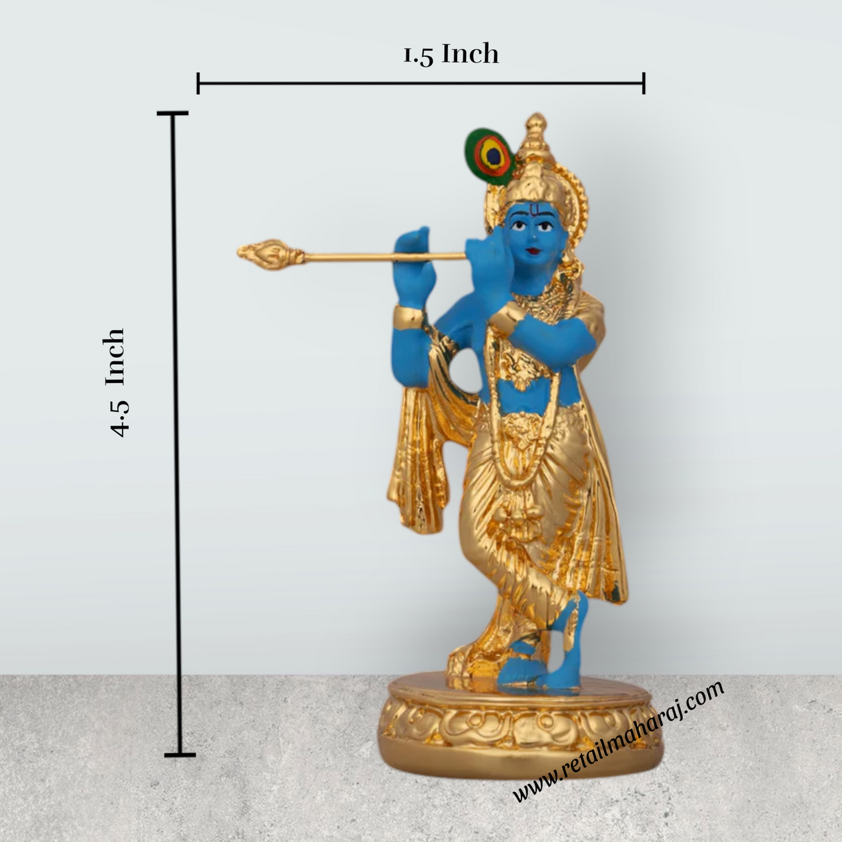 Flute Krishnan Statue - 4.5 x 1.5 Inches | Ceramic Sculpture/ Krishna Flute Statue for Pooja/ 90 Gms Approx - Retail Maharaj
