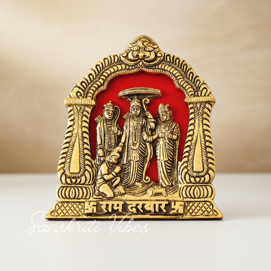 Metal Shri Ram Darbar Statue Murti Religious Idol for Wall Hanging and Table Top Office - Retail Maharaj